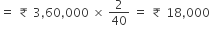 equals space ₹ space 3 comma 60 comma 000 space cross times space 2 over 40 space equals space ₹ space 18 comma 000