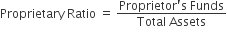 Proprietary space Ratio space equals space fraction numerator Proprietor apostrophe straight s space Funds over denominator Total space Assets end fraction