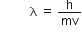 space space space space space space space space space space straight lambda space equals space straight h over mv