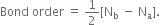 Bond space order space equals space 1 half left square bracket straight N subscript straight b space minus space straight N subscript straight a right square bracket.