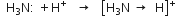 space space straight H subscript 3 straight N colon space plus straight H to the power of plus space space space rightwards arrow space space space open square brackets straight H subscript 3 straight N space rightwards arrow space space straight H close square brackets to the power of plus