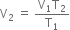straight V subscript 2 space equals space fraction numerator straight V subscript 1 straight T subscript 2 over denominator straight T subscript 1 end fraction