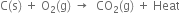 straight C left parenthesis straight s right parenthesis space plus space straight O subscript 2 left parenthesis straight g right parenthesis space rightwards arrow space space CO subscript 2 left parenthesis straight g right parenthesis space plus space Heat