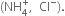 left parenthesis NH subscript 4 superscript plus comma space space Cl to the power of minus right parenthesis.