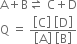 straight A plus straight B rightwards harpoon over leftwards harpoon space straight C plus straight D
straight Q space equals space fraction numerator open square brackets straight C close square brackets space open square brackets straight D close square brackets over denominator open square brackets straight A close square brackets space open square brackets straight B close square brackets end fraction