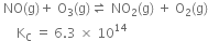 space NO left parenthesis straight g right parenthesis plus space straight O subscript 3 left parenthesis straight g right parenthesis rightwards harpoon over leftwards harpoon space NO subscript 2 left parenthesis straight g right parenthesis space plus space straight O subscript 2 left parenthesis straight g right parenthesis
space space space space space straight K subscript straight C space equals space 6.3 space cross times space 10 to the power of 14