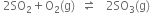 space 2 SO subscript 2 plus straight O subscript 2 left parenthesis straight g right parenthesis space space rightwards harpoon over leftwards harpoon space space space 2 SO subscript 3 left parenthesis straight g right parenthesis