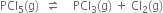 PCl subscript 5 left parenthesis straight g right parenthesis space space rightwards harpoon over leftwards harpoon space space space space PCl subscript 3 left parenthesis straight g right parenthesis space plus space Cl subscript 2 left parenthesis straight g right parenthesis