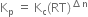 straight K subscript straight p space equals space straight K subscript straight c left parenthesis RT right parenthesis to the power of increment straight n end exponent