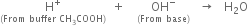 stack straight H to the power of plus with left parenthesis From space buffer space CH subscript 3 COOH right parenthesis below space space plus space space space space stack OH to the power of minus with left parenthesis From space base right parenthesis below space space space rightwards arrow space space space straight H subscript 2 straight O