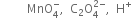 space space space space space space space space space MnO subscript 4 superscript minus comma space space straight C subscript 2 straight O subscript 4 superscript 2 minus end superscript comma space space straight H to the power of plus