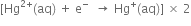 left square bracket Hg to the power of 2 plus end exponent left parenthesis aq right parenthesis space plus space straight e to the power of minus space space rightwards arrow space Hg to the power of plus left parenthesis aq right parenthesis right square bracket space cross times space 2