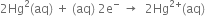 2 Hg squared left parenthesis aq right parenthesis space plus space left parenthesis aq right parenthesis space 2 straight e to the power of minus space rightwards arrow space space 2 Hg to the power of 2 plus end exponent left parenthesis aq right parenthesis