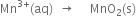 Mn to the power of 3 plus end exponent left parenthesis aq right parenthesis space space rightwards arrow space space space space space MnO subscript 2 left parenthesis straight s right parenthesis