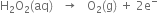 straight H subscript 2 straight O subscript 2 left parenthesis aq right parenthesis space space space rightwards arrow space space space straight O subscript 2 left parenthesis straight g right parenthesis space plus space 2 straight e to the power of minus