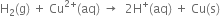 straight H subscript 2 left parenthesis straight g right parenthesis space plus space Cu to the power of 2 plus end exponent left parenthesis aq right parenthesis space rightwards arrow space space 2 straight H to the power of plus left parenthesis aq right parenthesis space plus space Cu left parenthesis straight s right parenthesis