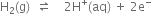 straight H subscript 2 left parenthesis straight g right parenthesis space space rightwards harpoon over leftwards harpoon space space space space 2 straight H to the power of plus left parenthesis aq right parenthesis space plus space 2 straight e to the power of minus