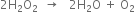 2 straight H subscript 2 straight O subscript 2 space space rightwards arrow space space space 2 straight H subscript 2 straight O space plus space straight O subscript 2
