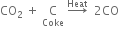 CO subscript 2 space plus space straight C with Coke below space rightwards arrow with Heat on top space space 2 CO