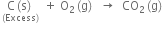 stack straight C left parenthesis straight s right parenthesis with left parenthesis Excess right parenthesis below space plus space straight O subscript 2 left parenthesis straight g right parenthesis space space rightwards arrow space space CO subscript 2 left parenthesis straight g right parenthesis
