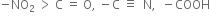 negative NO subscript 2 space greater than space straight C space equals space straight O comma space minus straight C space identical to space space straight N comma space space minus COOH