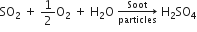 SO subscript 2 space plus space 1 half straight O subscript 2 space plus space straight H subscript 2 straight O space rightwards arrow from particles to Soot of space straight H subscript 2 SO subscript 4