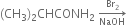 left parenthesis CH subscript 3 right parenthesis subscript 2 CHCONH subscript 2 space rightwards arrow from NaOH to Br subscript 2 of