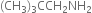 left parenthesis CH subscript 3 right parenthesis subscript 3 CCH subscript 2 NH subscript 2