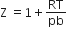 straight Z space equals 1 plus RT over pb