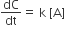 dC over dt equals space straight k space left square bracket straight A right square bracket