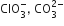 ClO subscript 3 superscript minus comma space CO subscript 3 superscript 2 minus end superscript