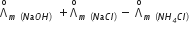 straight capital lambda with straight o on top subscript m space left parenthesis N a O H right parenthesis space end subscript space plus straight capital lambda with straight o on top subscript m space left parenthesis N a C l right parenthesis space end subscript minus space straight capital lambda with straight o on top subscript m space left parenthesis N H subscript italic 4 C l right parenthesis space end subscript