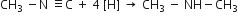 CH subscript 3 space minus straight N space identical to straight C space plus space 4 space left square bracket straight H right square bracket space rightwards arrow space CH subscript 3 space minus space NH minus CH subscript 3