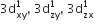 3 straight d subscript xy superscript 1 comma space 3 straight d subscript zy superscript 1 comma space 3 straight d subscript zx superscript 1