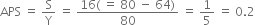 APS space equals space straight S over straight Y space equals space fraction numerator 16 left parenthesis space equals space 80 space minus space 64 right parenthesis over denominator 80 end fraction space equals space 1 fifth space equals space 0.2