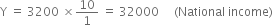 straight Y space equals space 3200 space cross times 10 over 1 space equals space 32000 space space space space space left parenthesis National space income right parenthesis