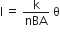 straight I thin space equals space straight k over nBA space straight theta
