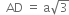 space space AD space equals space straight a square root of 3