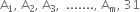 straight A subscript 1 comma space straight A subscript 2 comma space straight A subscript 3 comma space space....... comma space straight A subscript straight m comma space 31