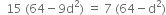 space space 15 space left parenthesis 64 minus 9 straight d squared right parenthesis space equals space 7 space left parenthesis 64 minus straight d squared right parenthesis