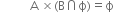 space space space space space space space space space space straight A space cross times left parenthesis straight B intersection straight ϕ right parenthesis equals straight ϕ