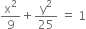 straight x squared over 9 plus straight y squared over 25 space equals space 1