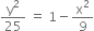 straight y squared over 25 space equals space 1 minus straight x squared over 9