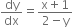 dy over dx equals fraction numerator straight x plus 1 over denominator 2 minus straight y end fraction