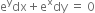 straight e to the power of straight y dx plus straight e to the power of straight x dy space equals space 0