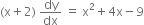 left parenthesis straight x plus 2 right parenthesis space dy over dx space equals space straight x squared plus 4 straight x minus 9