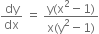 dy over dx space equals space fraction numerator straight y left parenthesis straight x squared minus 1 right parenthesis over denominator straight x left parenthesis straight y squared minus 1 right parenthesis end fraction