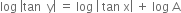 log space open vertical bar tan space space straight y close vertical bar space equals space log space open vertical bar space tan space straight x close vertical bar space plus space log space straight A