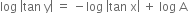 log space open vertical bar tan space straight y close vertical bar space equals space minus log space open vertical bar tan space straight x close vertical bar space plus space log space straight A