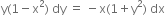 straight y left parenthesis 1 minus straight x squared right parenthesis space dy space equals space minus straight x left parenthesis 1 plus straight y squared right parenthesis space dx